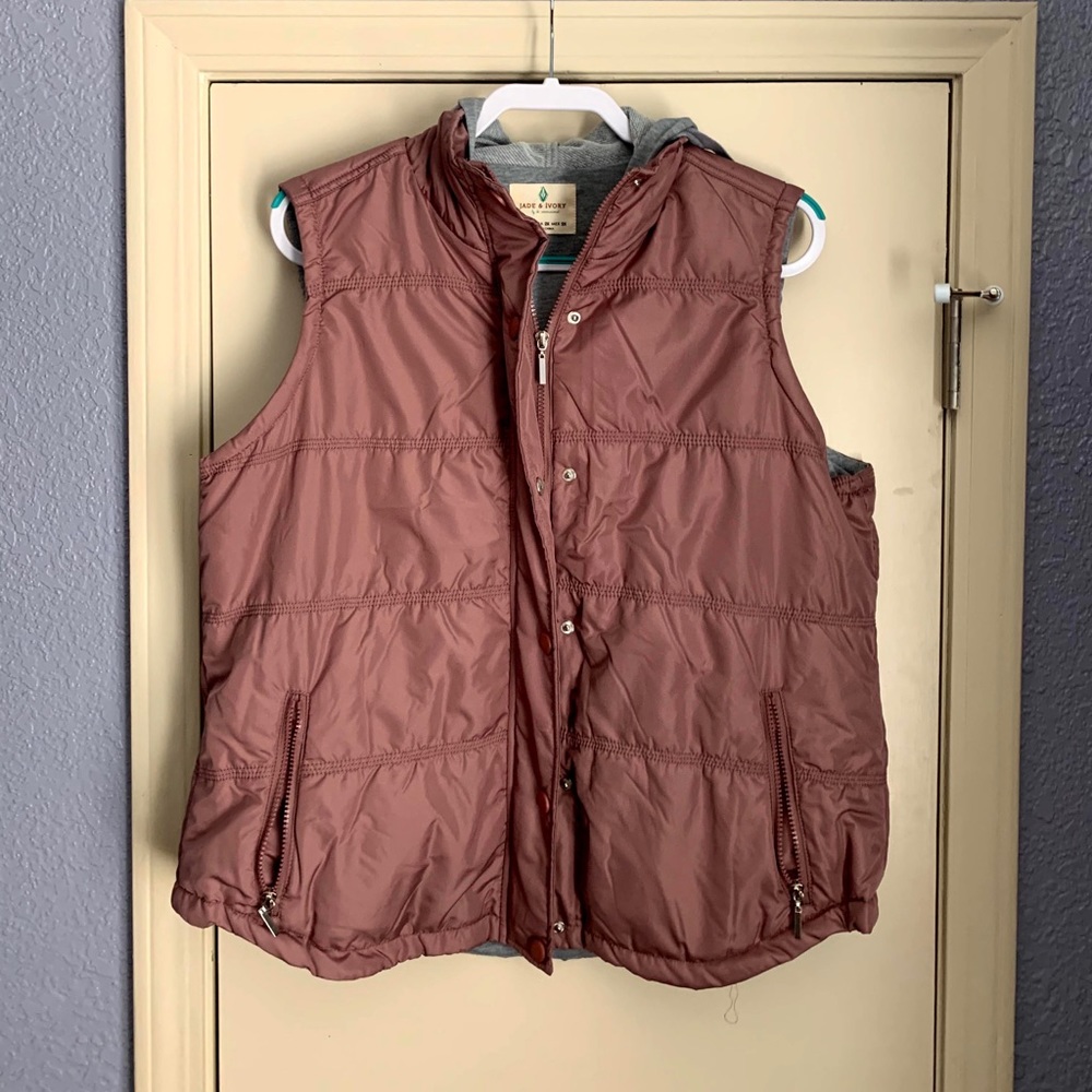 pink hooded puffer vest
